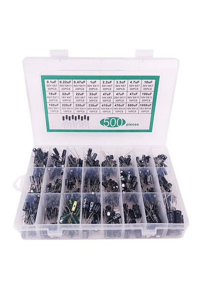Choice 500PCS Electrolytic Capacitor Mixed DIP Electrolyte Capacitors 10V 16V 25V 50V Electronic Kit 0....