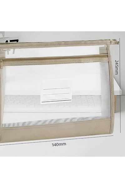 Choice A Large A4 Clear Mesh Organiser with Double Zip - Spacious Portable Handmade Storage Bag