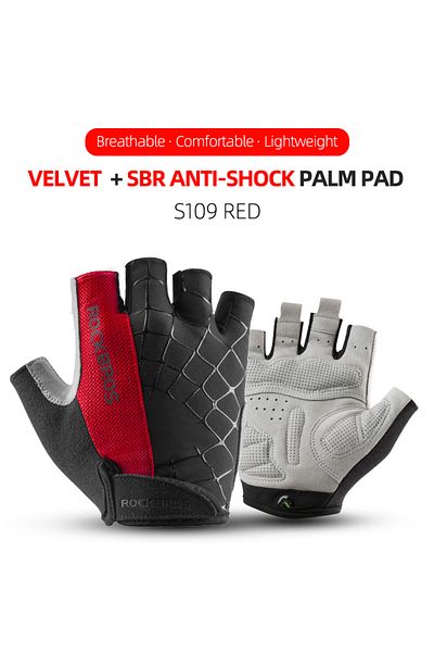 Choice L S109R ROCKBROS Cycling Bike Gloves Half Finger Shockproof Breathable MTB Mountain Bicycle Sports G