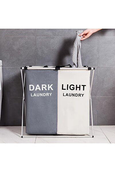 Choice سلة غسيل قابلة للطي ذات سعة كبيرة وحجرتين، سلة تخزين قابلة للطي، مناسب...