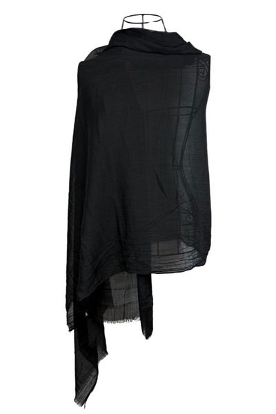 DACSHOP Women's plain scarf 25V, black 180 x 95 cm