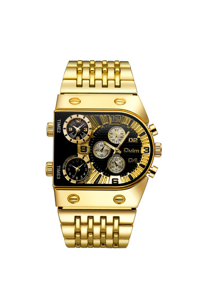 Choice رقم 9315 ساعة أولم الفريدة للرجال من الفولاذ الأسود، كوارتز ذهبي مربع،...