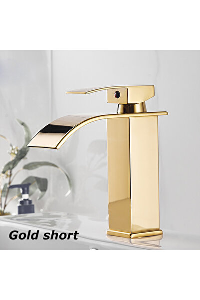 Choice1 حوض غسيل قصير ذهبي اللون بتصميم شلال، مصنوع من الفولاذ المقاوم للصدأ،...