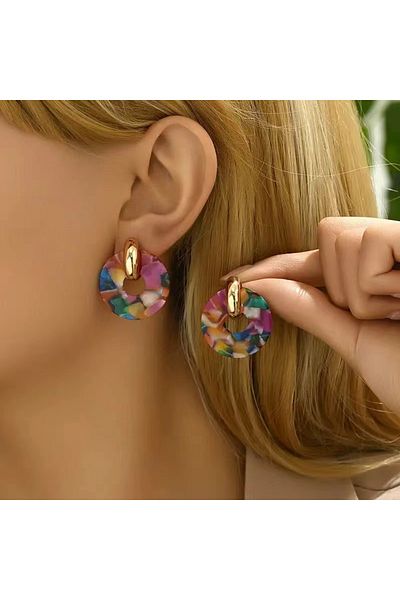 Choice Multi-Color Multi-Color Hoop Earrings Fashionable Multi-Color Acetate Sheet Earrings for Women Party