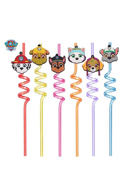 Choice Random one Paw Patrol Anime Spiral Straw Cartoon Skye Marshall Party Drinking Straws Cute Creative P