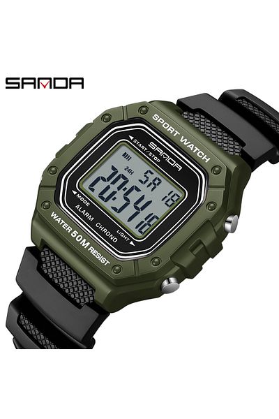 Choice green SANDA 2156 Fashion Mens Watch Military Water Resistant Sport Watches Army Big Dial Led Digital