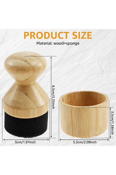 Choice 1pc Log Color Cutting Board Oil Wax Applicator Wood Mineral Oil Applicator With Lid & Ergonomic Hand