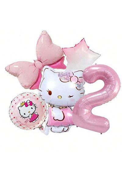 Choice Other 2 5Pcs Cartoon Kitty Hello Kitty Pink Rose Red Number Bow Aluminum Film Birthday Balloon Set