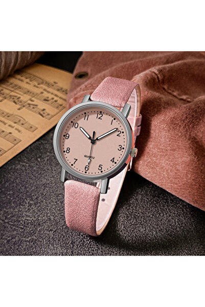 Choice ساعة يد نسائية عتيقة وردية اللون بسوار جلد ، ساعة كوارتز نسائية، ساعة ...