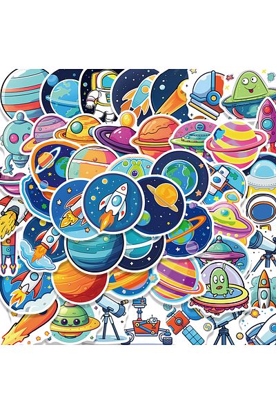 Choice 50pcs 50/100/200pcs Cartoon Hand Drawn Space Stickers Exquisite Accounting Materials Phone Cases Lap