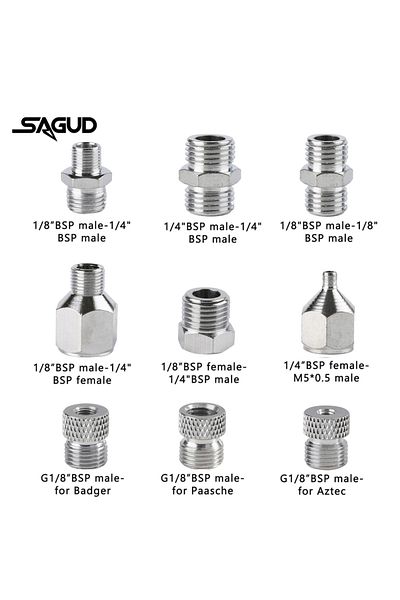 Choice SD-5160 SAUGD 9PCS/Set Airbrush Adaptor Fitting Accessories Replacement Kit Coupling Connector Tool