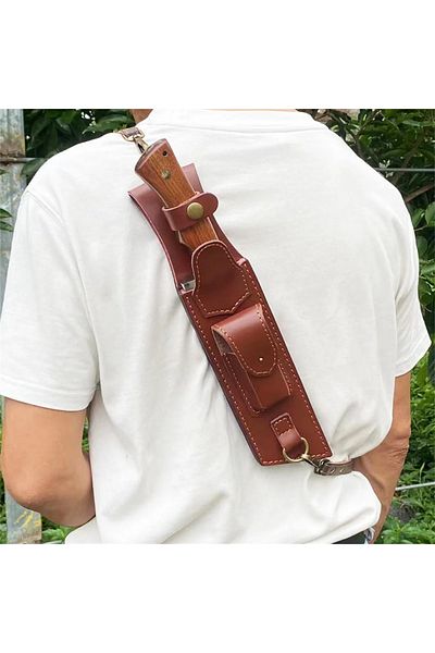 Choice Back mounted scabbar Vintage Brown Multi-Layer Back Hanging Leather Case, Back Hanging Sheath Case M