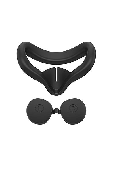 VRKOOBI Black Anti Sweat Washable VR Silicone Face Cover Soft Eye Mask Pad and Lens Cover For Oculus Quest 2