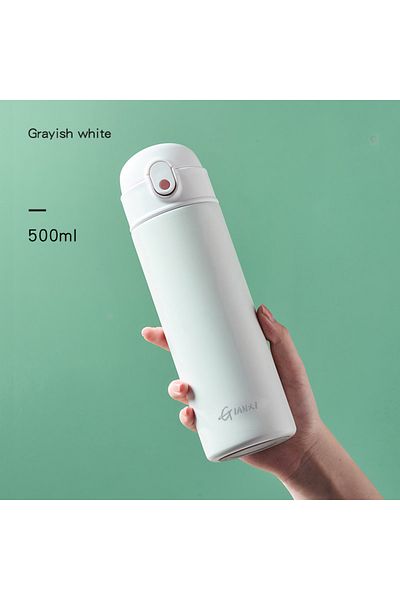 Choice 400-500ml White 500ml Gianxi Bouncing Straw Thermos Cup Stainless Steel Termos Water Bottle Simple I