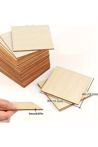 Choice 10Pcs 10Pcs Wood Square 4x4in Blank Wood Sheet for Crafts, Thin Unfinished Wood Squares for Wood Bur