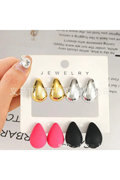 Choice مجموعة B مكونة من 4 أزواج من الأقراط المرصعة بالكريستال اللامع السميك ...