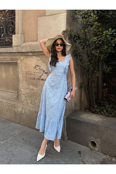 BRGCLOTHING Rochie midi căptușită cu volane importată pentru femei