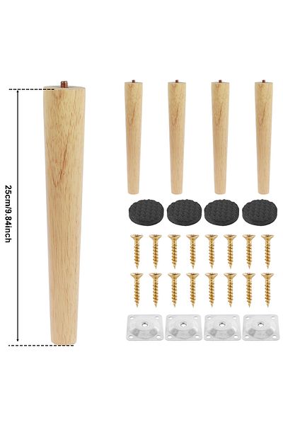 Choice Straight 25cm 4 Pcs Furniture Legs Wooden Solid Furniture Feet Oblique/Straight Table Feet Non-slip