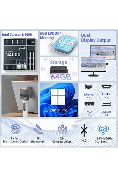 Choice M2 Air SOYO Mini PC Gaming Desktop M2Air 6GB RAM SSD 128GB CPU Intel N4000 Windows 11 Pro miniPC Gam
