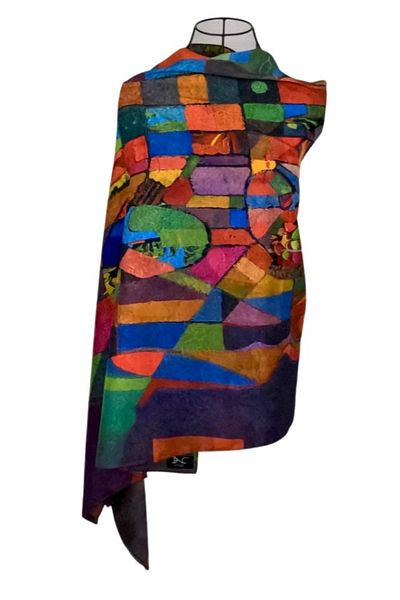 DACSHOP Luxury scarf made of natural silk yellow/pink