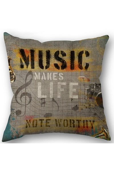 Choice 45X45cm One Sides 2 Music Style Throw Pillow Cover Guitar Microphone Headphone Theme Decorative Squa