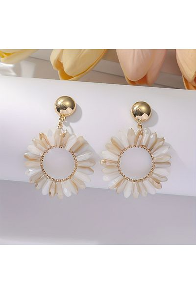Choice PHL-131 1 Pair of Bohemian Dangle Earrings Hollow Flower Design Set with Rhinestones Multicolor, wit