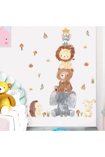 Choice BR93471 قطعتان من ملصقات الحائط على شكل حيوانات أفريقية لطيفة على شكل ...