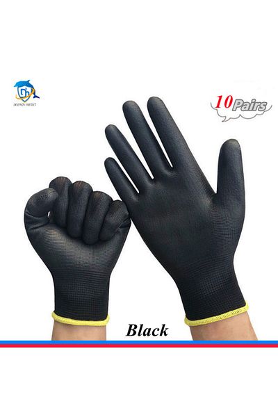 dolphin protect S Black 10 pairs 10-30 pairs of nitrile safety coated work gloves, PU gloves and palm coated mechani