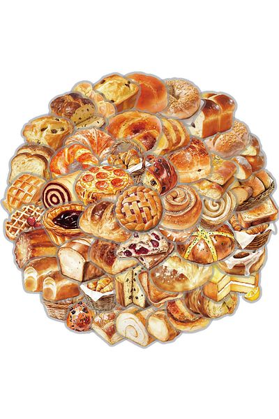 Choice 50PCS 50PCS Cute baking bread Stickers Nostalgic DIY Waterproof Scrapbooking Creative Paper Laptop L