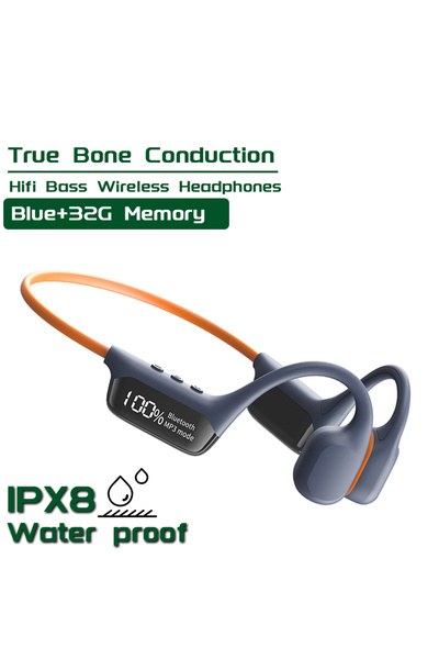 Choice4 سماعة رأس زرقاء مقاومة للماء IPX8 تعمل بتقنية التوصيل العظمي وبلوتوث ...