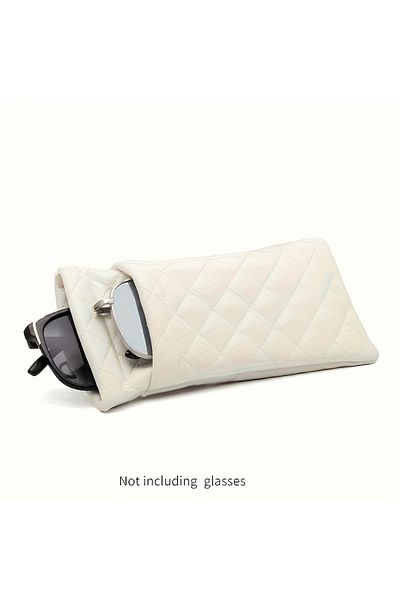Choice White Portable Squeeze Sunglasses Case- Pu Leather Soft Sunglasses Case Easy To Use Eyeglasses Case