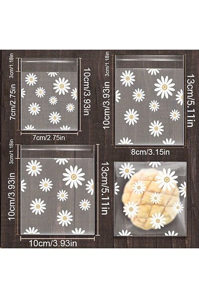 Choice Other 7x10cm 100pack 0.09mm Thickened Daisy Self-adhesive Bags, Three Sizes Frosted Packaging Bag, B