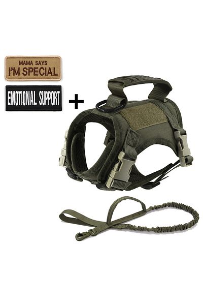 Choice green Tactical Cat Harness Leash with 2 Patches Small Dog Puppy Vest Straps with Handle Working Trai