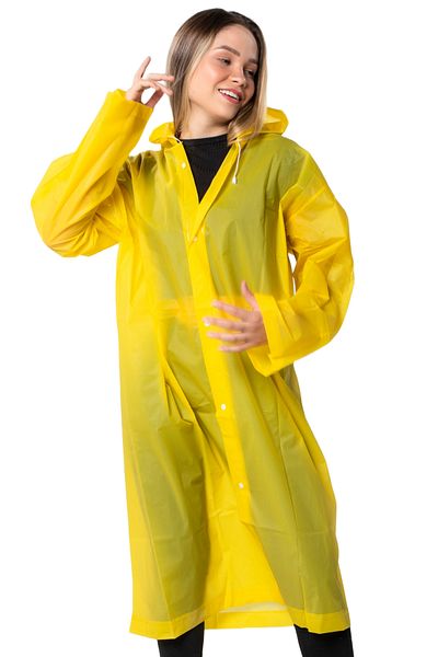 By Marine Women's Men's Raincoat Hooded Snap Fastener Eva Yellow Raincoat Bymmrc881r01