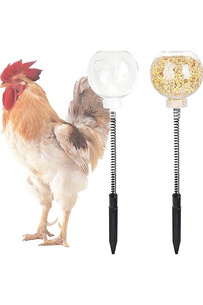 Choice As shown 2piece Interactive Chicken Peck Dispenser Toy Poultry Life Slow Feeder Chicken Peck Toy Pou