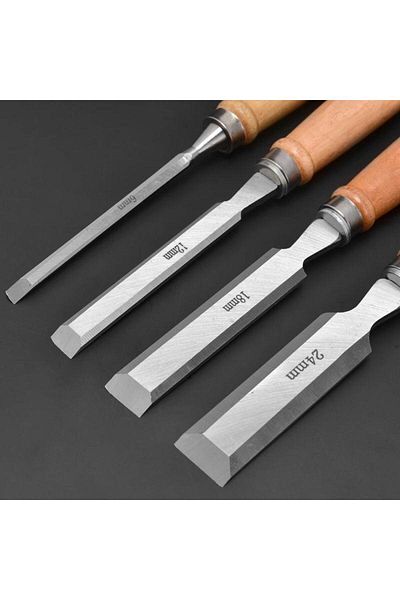 Choice 4 Pcs 8/12/16/20mm 4 Pcs Wood Carving Chisels Set Professional for Woodworking with Ergonomic Wood C
