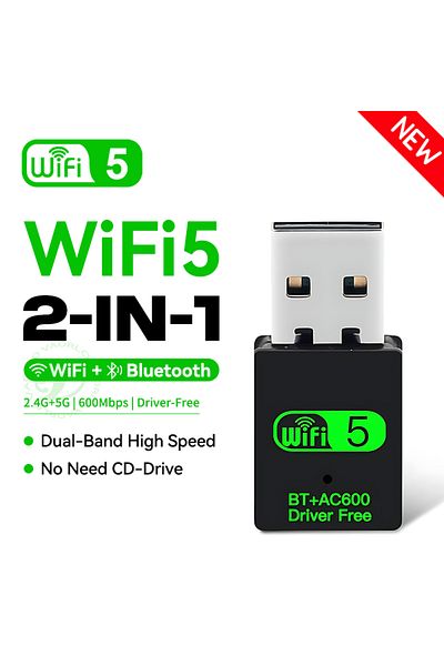 Choice Ac600 Wifi Bt 2 In 1 Usb Wifi Bluetooth Adapter 600mbps 2.4g/5ghz Dual Band Wi-fi 5 Dongle High-spee