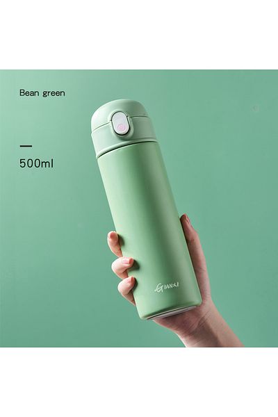 Choice 400-500ml Green 500ml Gianxi Bouncing Straw Thermos Cup Stainless Steel Termos Water Bottle Simple I