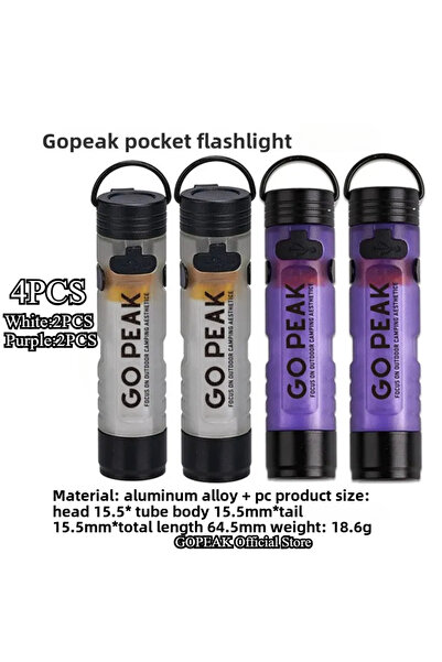 Choice 4PCS-2White 2Purple GOPEAK Pocket Mini Flashlight Outdoor Key Clip Cap Ambient Led Long Endurance Di