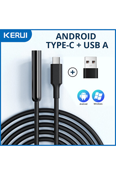 Kerui 1m soft cable Android Type-C USB Endoscope Camera 7mm Hard Cable Mini Camera for PC Android Phone En