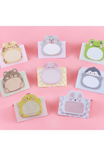 Choice 8pcs animal 8 Packs Cartoon Small Animal Special-shaped Sticky Notes Office Simple Shape Creative St