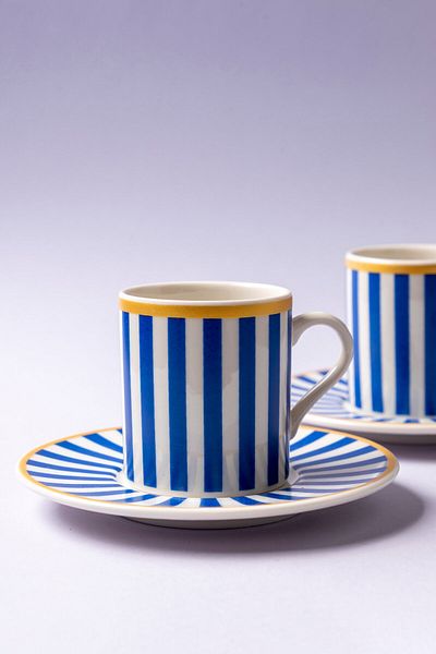 FH finehome Colorful Porcelain 4 Piece 2 Cup Set Blue