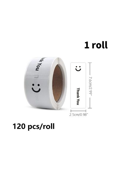 Choice Mis 4 Rolls 120pcs/roll Smiling Face Black And White Thank You Rectangular Seal Sticker Gift Sticker