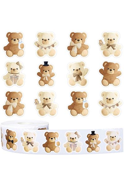 Choice Bear-500pcs 500pcs Bear Thank You Sticker For Diy Gift Handmade Baking Cake Box Decor Stickers Busin