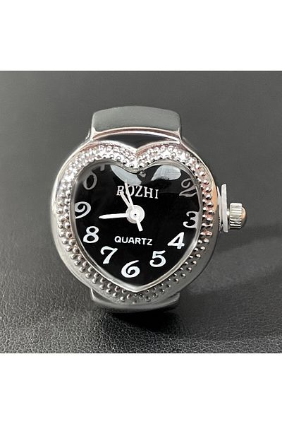 Choice Black Alloy Shell Love Quartz Arabic Digital Dial Fashion Men's And Women's Ring Watch Compact