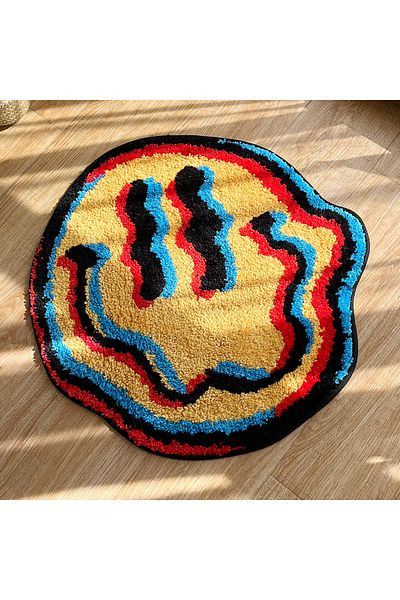 Choice 60X60CM Trippy Smiling Rug - Unique Tufted Design | Ideal Friend Gift | Geeky Bedroom Rug | Home Dec