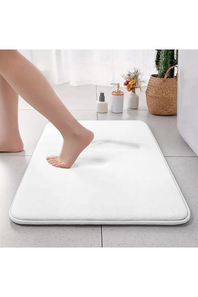 Choice 60cm X 90cm White Thickened Solid Color Absorbent Carpet Flannel Bathroom Floor Mat Bathroom Entranc
