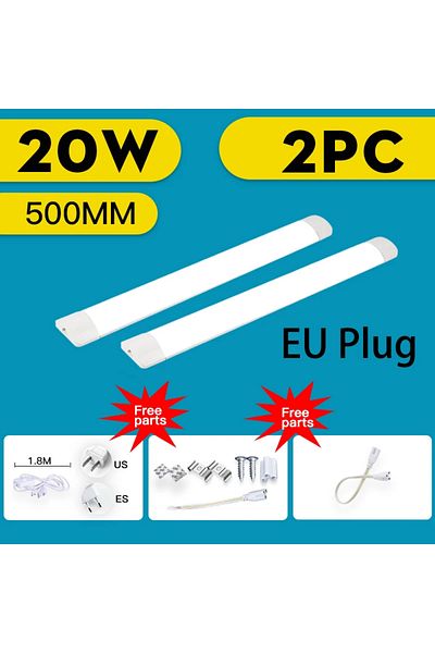 CANMEIJIA Cold White EU plug 2PCS 20W Led Tube Light 85-265v 10W 20W Led Bar Lamp 30/50CM Tube Ceiling Wall La