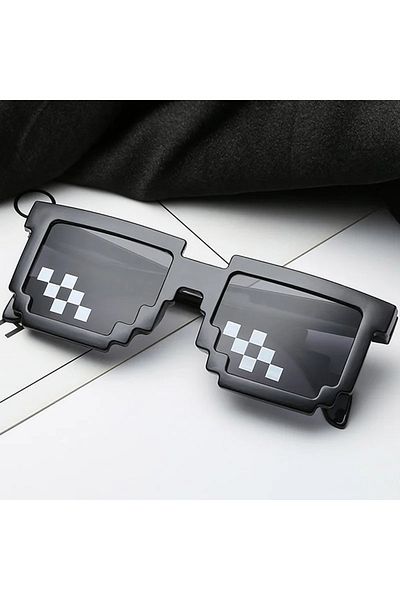 Choice black 1pc-Funny Pixel Funny Original intage Pixel Black Mosaic Sunglasses Cool Funny Glasses