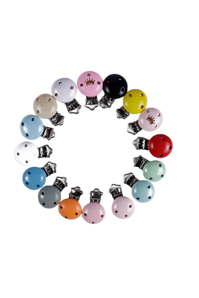 Choice مشبك مصاصة خشبي دائري من رادوم، 10 قطع، ألوان متنوعة، مشبك مصاصة للأطف...